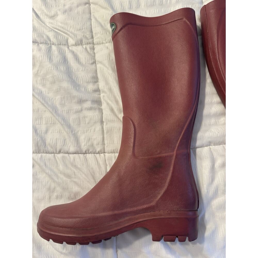 Le Chameau Rubber Rain boots Maroon Burgundy Women's Size 6 Long Round Toe - Picture 5 of 11